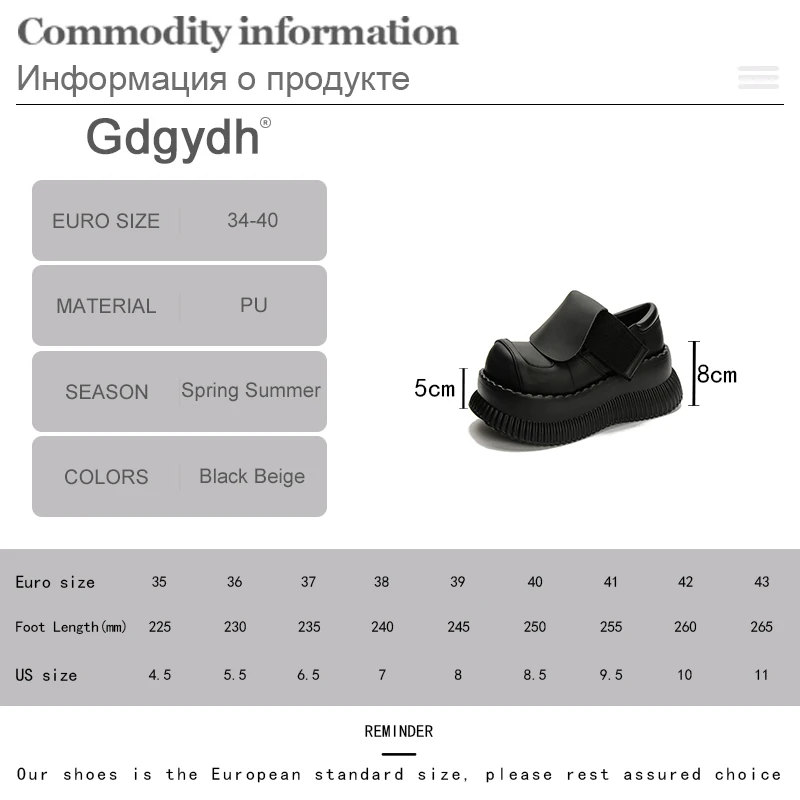 Gdgydh Women\'s Platform Loafers Retro Versatile Round Toe Japanese Style High Heels Wedges Pumps Y2K Shoes College School