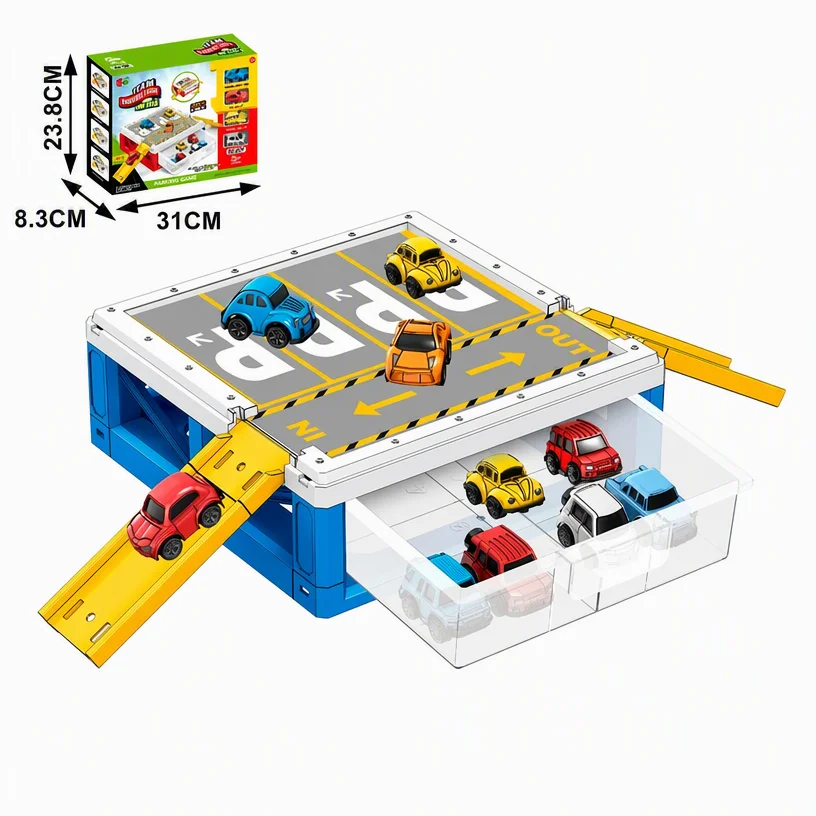 DIY Parkeergarage en Autobaan - Stad Speelset met Hellingen en Opberglade, Educatief Simulatiespeelgoed voor Kinderen