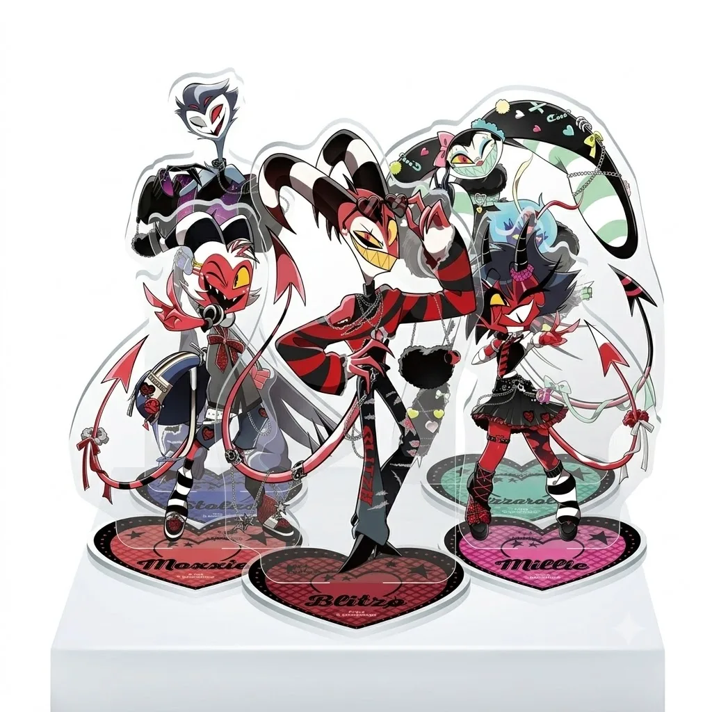 Anime Helluva Boss Acrylic Standee Blitzo Stolas Moxxie Millie Figure Stand Model Desk Ornament Cosplay Plate 2026 Keychain