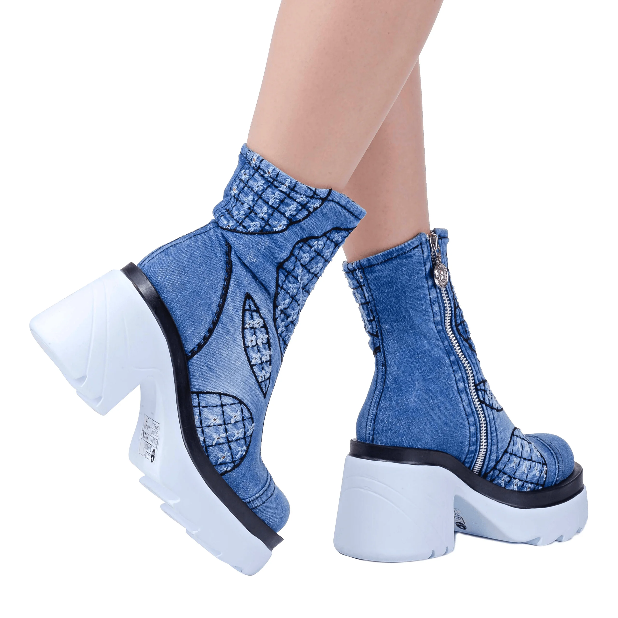 Sapatos de ganga azul denim botas de desporto feminino