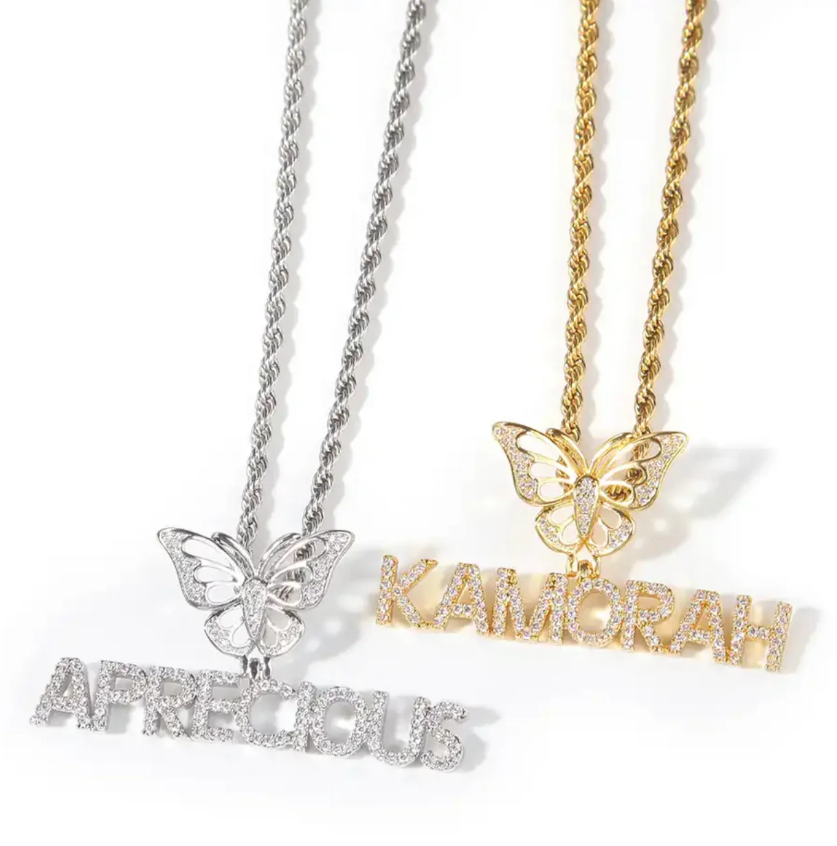 

Customized Diamond Name Necklace Personalized High-quality Butterfly Decoration Jewelry Fashionable and Simple Family Christmas