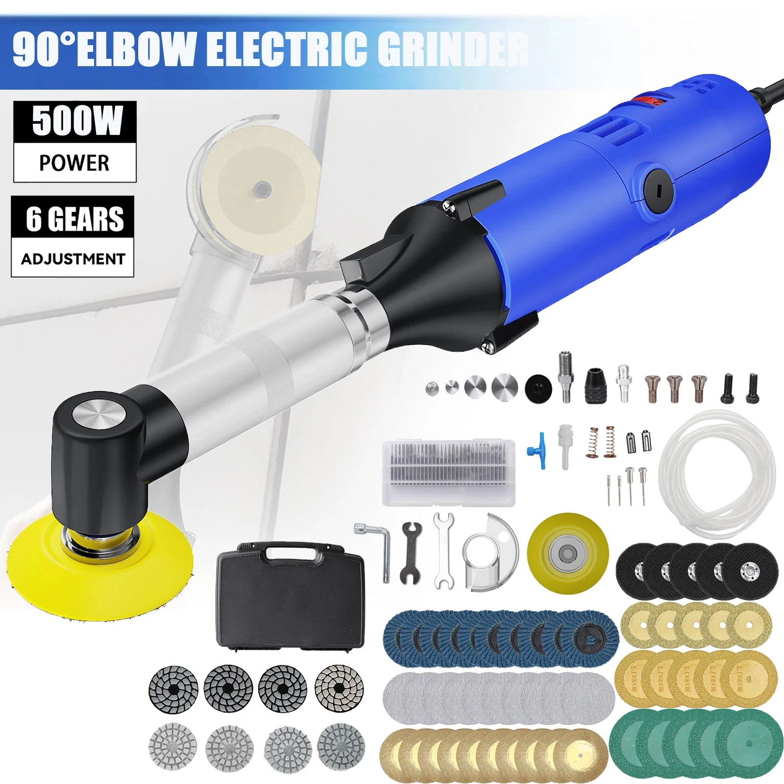 90 °   Keramikfliesen-Schönheits-Nähwerkzeug, 500W Elektrische Direkt-Schleifmaschine, 6-Gang-Beleuchtungsmaschine, Integrierte Schleif- und Poliermaschine