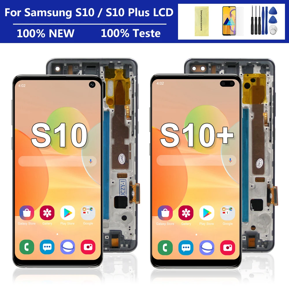 100% Tested S10 Plus LCD with frame for SAMSUNG Galaxy S10 G973 G973F/DS Display Touch Screen Digitizer For Samsung S10+ G9750