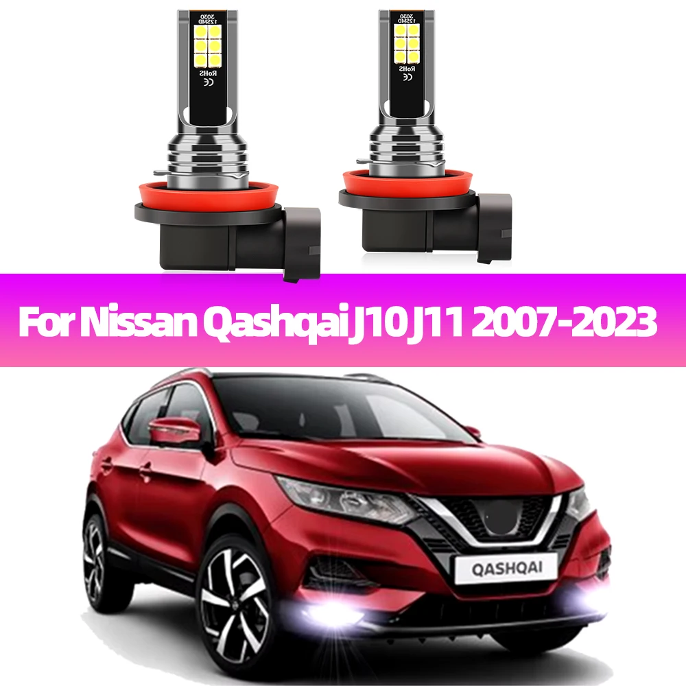 

2Pcs LED Fog Lamp Bulbs For Nissan Qashqai J10 J11 2007-2016 2017 2018 2019 2020 2021 2022 2023 White Fog Lamps 6000K Foglights