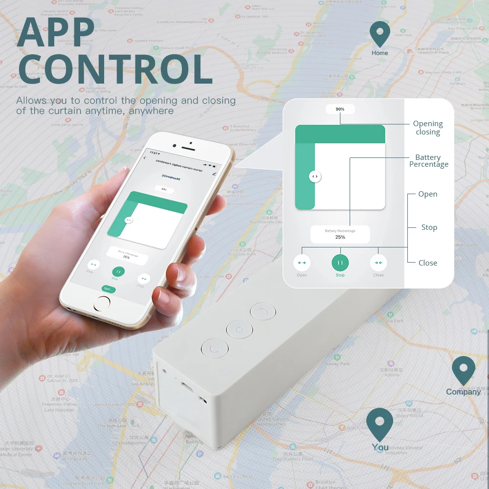 Zemismart-Motor de cortina eléctrica inteligente Tuya BLE para barra romana I, tipo U, pistas, Robot recargable, Control de Google Home Alexa