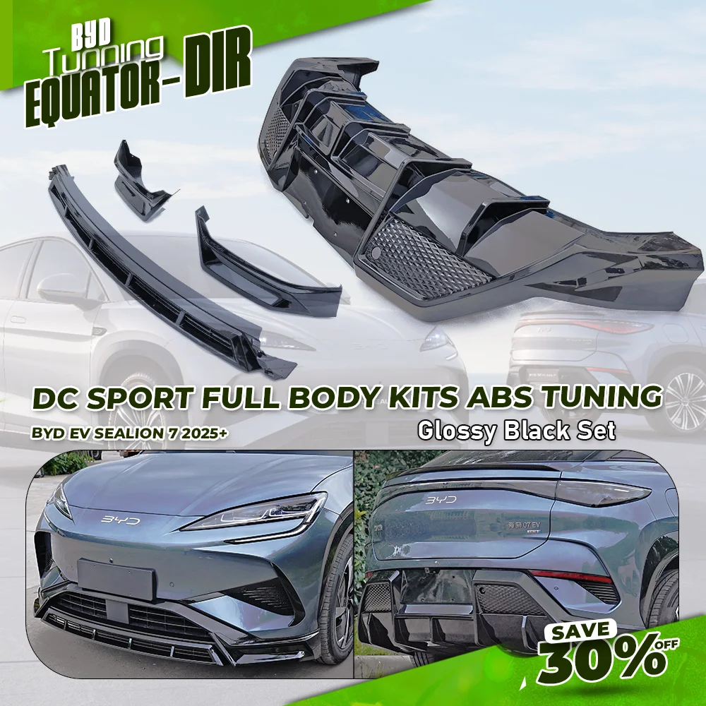 Car Body Kits Extension for BYD EV Sealion 7 2025+ AD Sport ABS Front Bumper Lip Glossy Black Rear Diffuser Auto Exterior Tuning