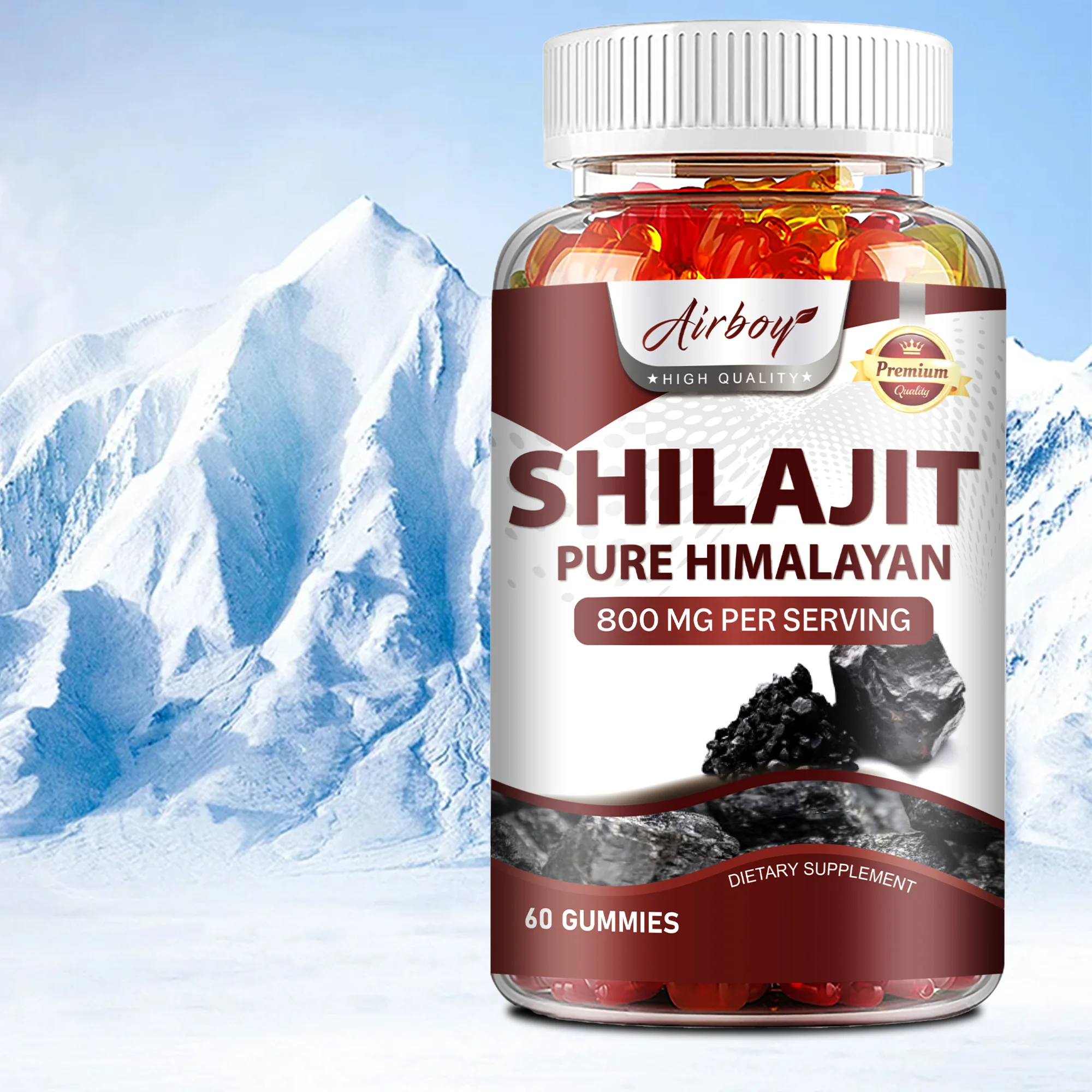 Shilajit Gummies - Relieve Stress, Increase Energy Levels and Endurance, Support Cognitive Function - 60 Gummies