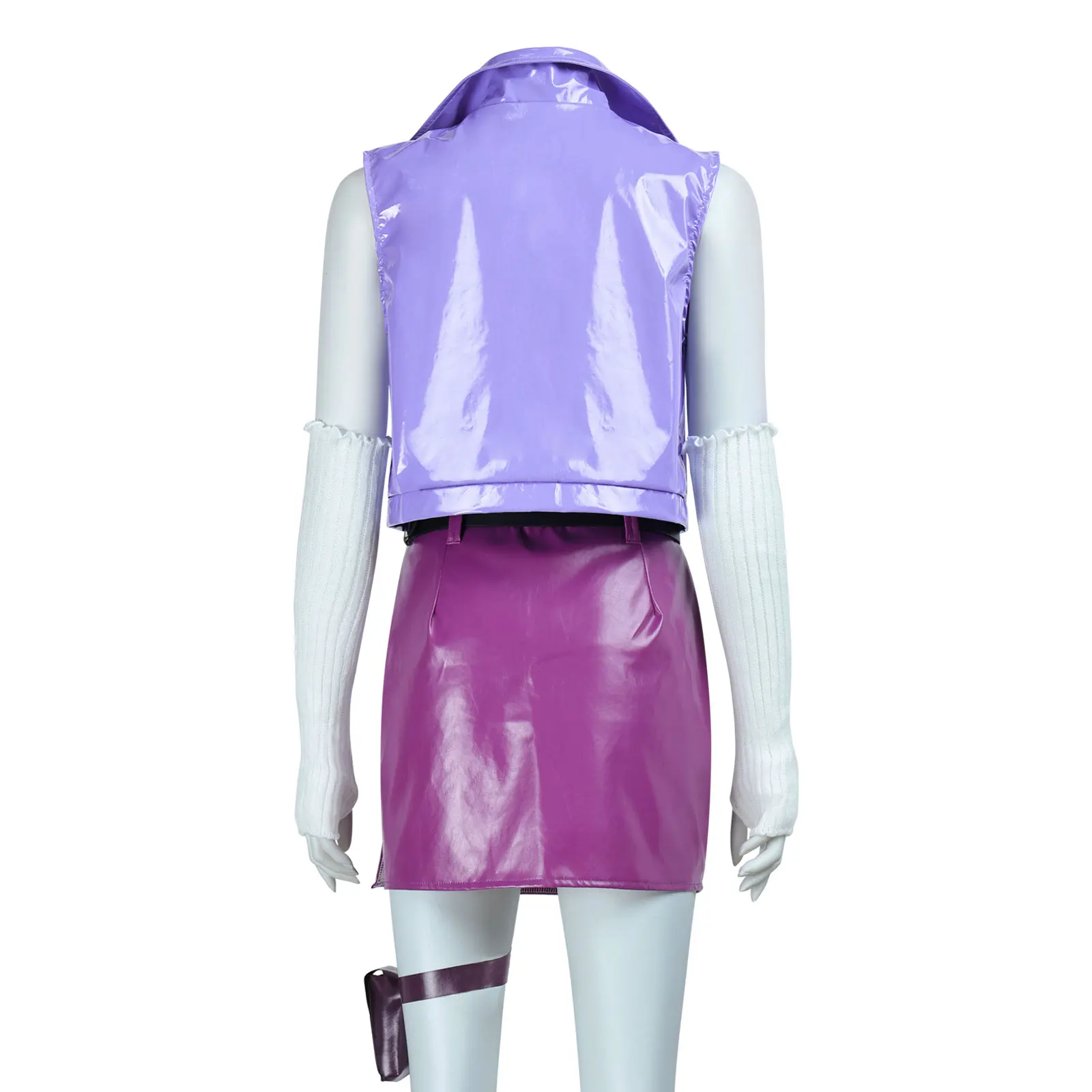 مجموعة أزياء يو جي أوه ماي لعيد الحب التنكرية، زي ماي كوجاكو بأكمام، سترة وتنورة من الجلد الصناعي الأرجواني