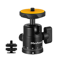Mini Ball Head Panoramic Tripod Head 1/4'' Hot Shoe Mount for DSLR Camera Camcorder Monitor Smartphone Light Microphone Slider