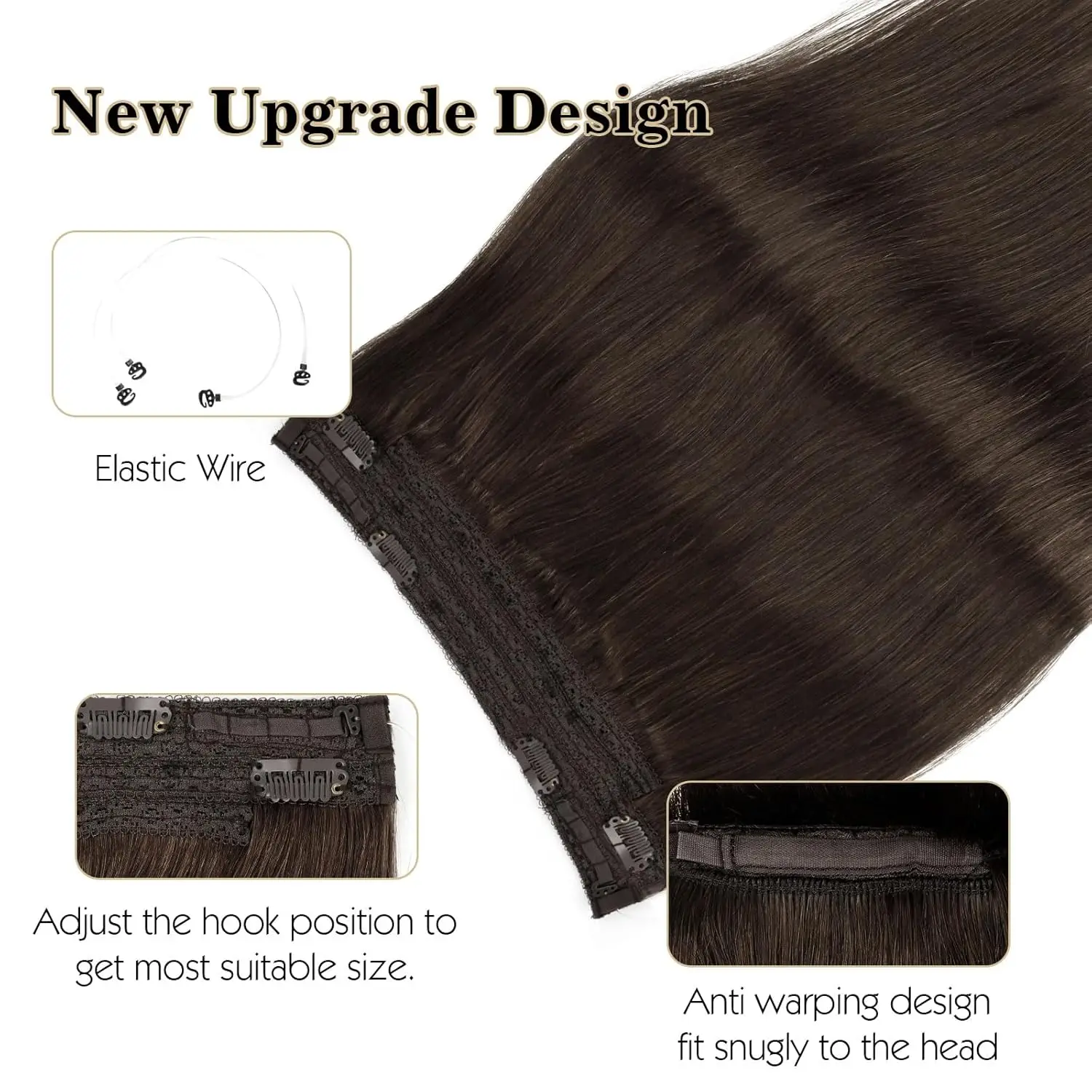 Sixstarhair Halo extensión de cabello extensiones de cabello humano 14'16'20' extensiones de cabello de alambre Invisible Clip en extensión de cabello para mujeres