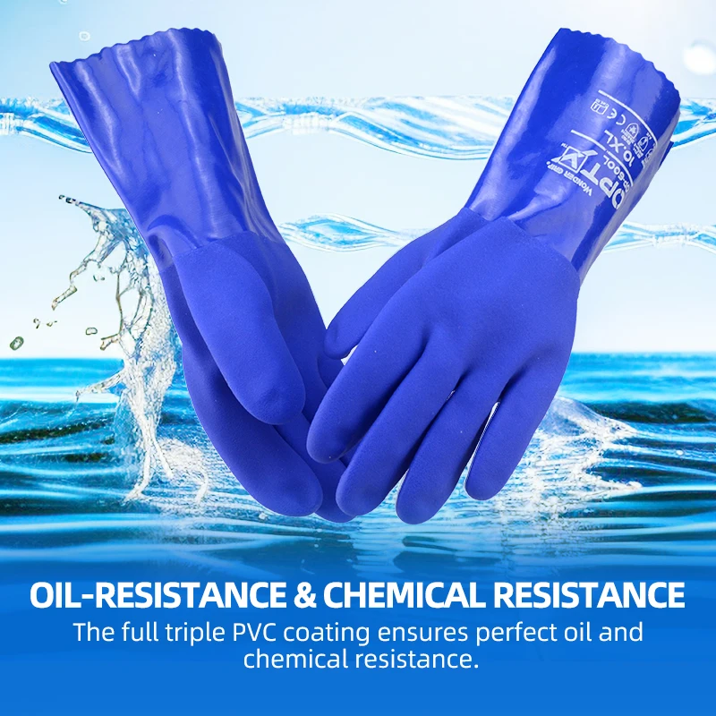 Wonder Grip 1 Pair 30cm Extended PVC Chemical Resistant Work Gloves Safety Working Protective Waterproof Oilproof Non-slip