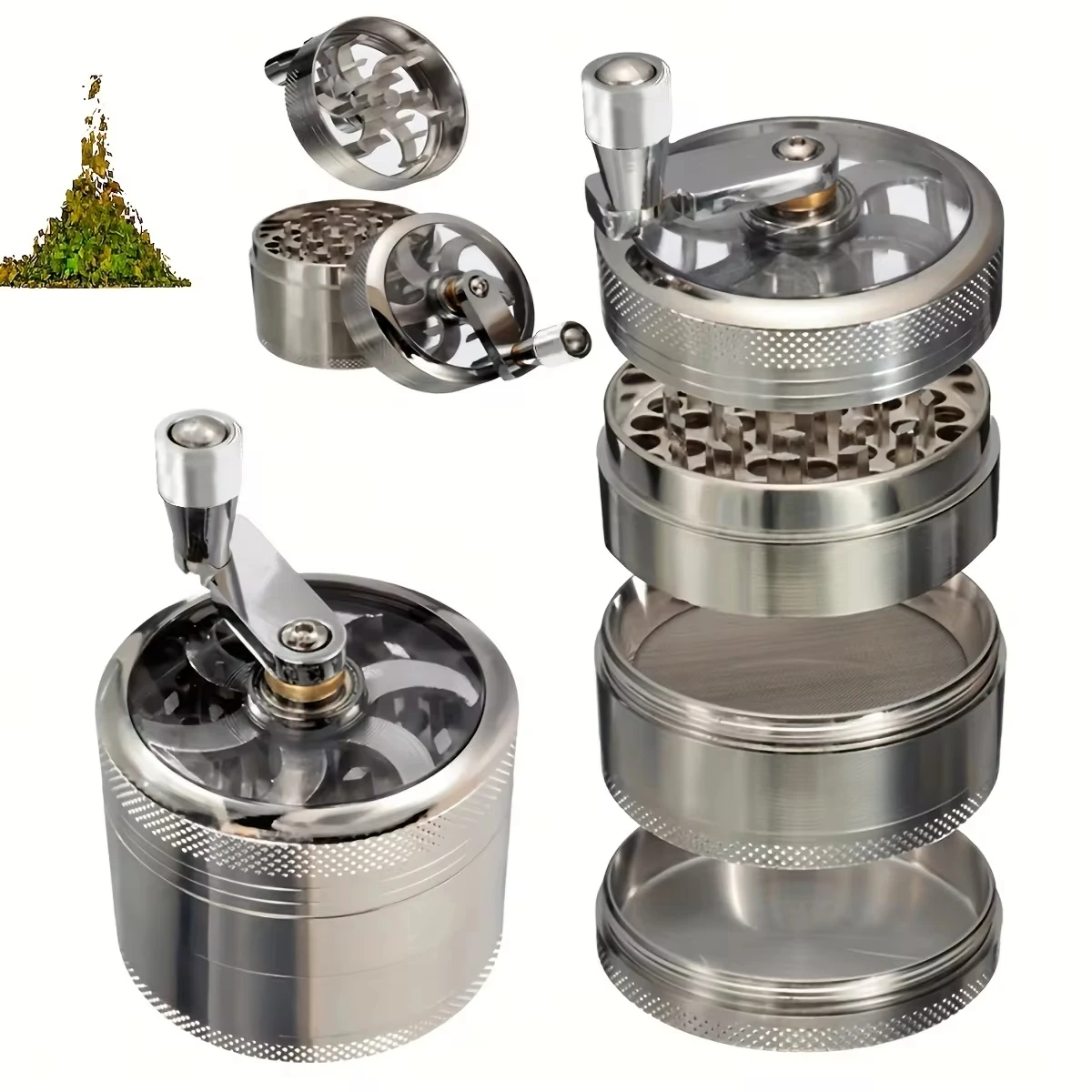 Portable 4 Layers Hand Muller Herb Tobacco Spice Herbal Metal Smoke Crusher 40mm Grinder With Handle Mills Kitchen Supplies