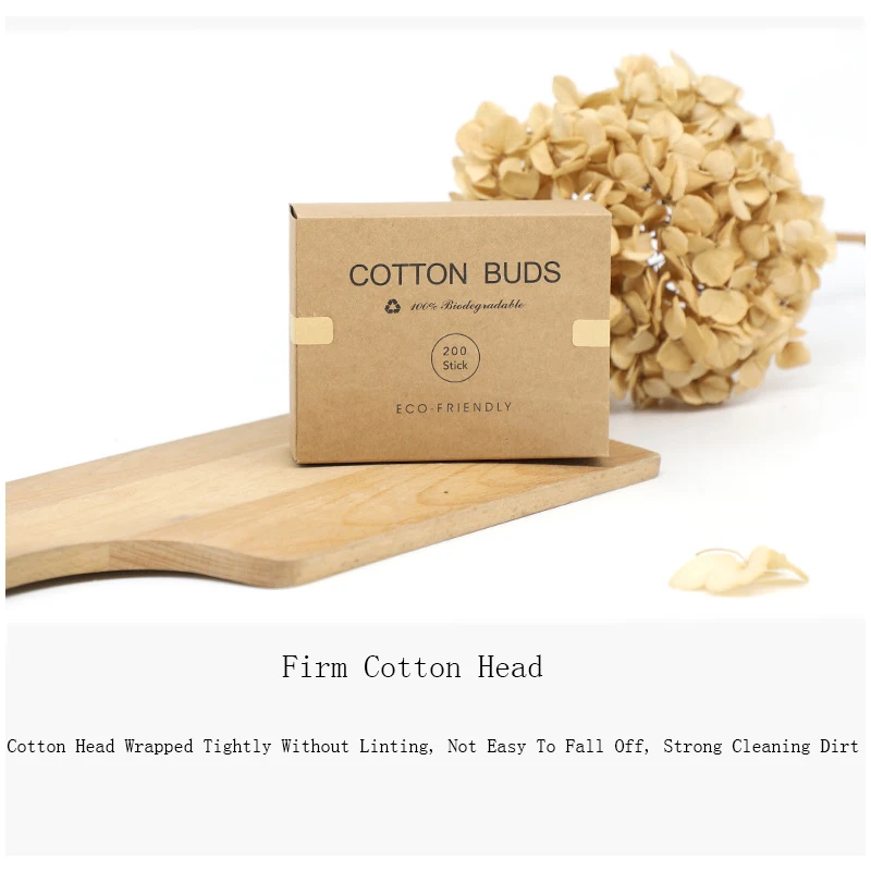 Two boxes of bamboo cotton swabs 400 pcs, organic wooden cotton swabs, suitable for make-up, cleaning wounds, cleaning dirt