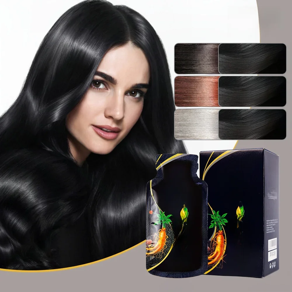 Shampoing 3 en 1 pour teinture capillaire, 30ml, assombrissant instantané, gris à noir, Polygonum Multiflorum, couverture de couleur naturelle pour femmes