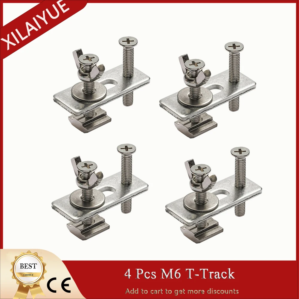 4 Pcs M6 T-Track Hold Down Clamp Kit Press Plate for Table Saw Engraving Compatible with 3018 Series CNC Router Machine.