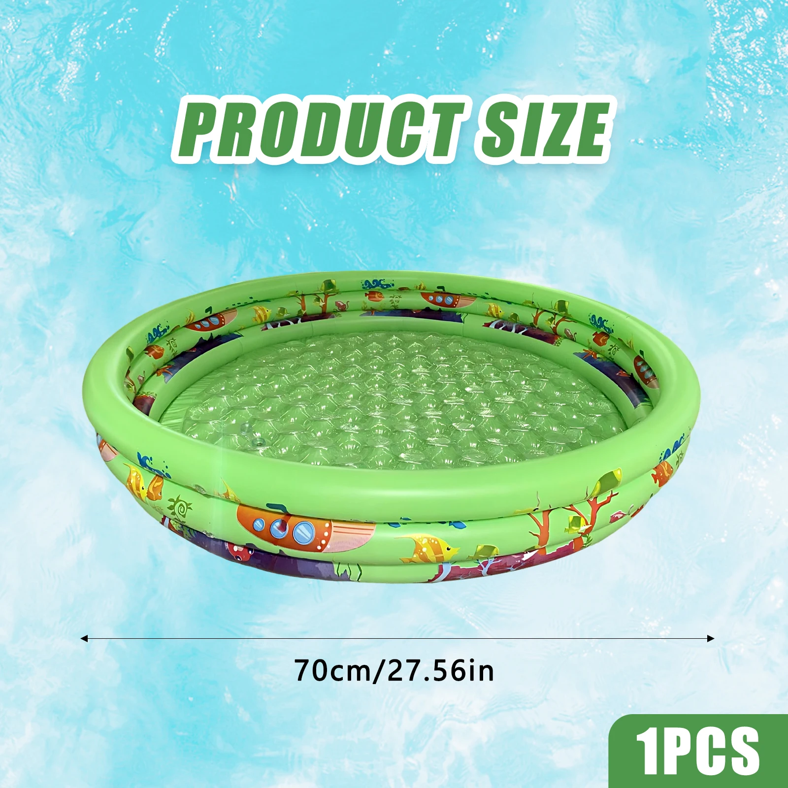 An inflatable front 70cm swimming pool children\'s paddling pool 3 ring inflatable swimming pool with inflatable safety floor