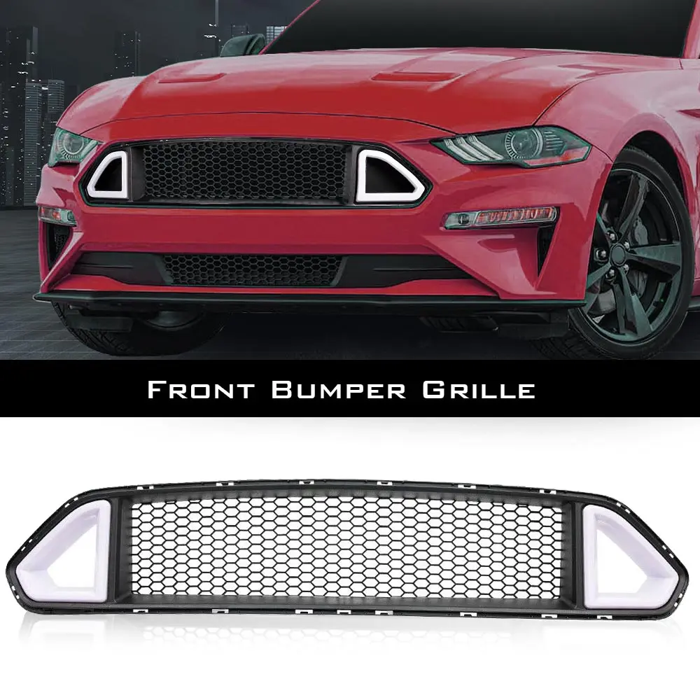 

Bumper Grille W/Turn Signal Led Drl Light Honeycomb Fit for 2018 2019 2020 2021 Ford Mustang