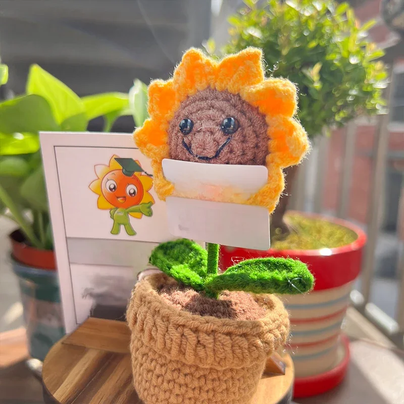 Positive Energie Umarmung Tasche Mini handgemachte Plüsch Wolle Strick puppe mit Karte Weihnachts