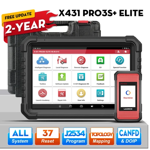 Диагностический сканер LAUNCH X431 PRO3S Plus Elite Smartlink C с поддержкой CANFD, DOIP, J2534, кодированием ЭБУ, двунаправленным сканированием и OBD2