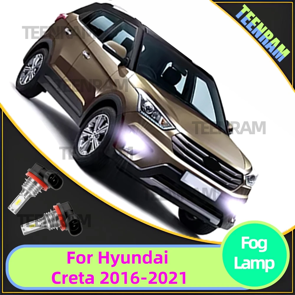 2Pcs LED Fog Lamp Bulbs For Hyundai Creta 2016 2017 2018 2019 2020 2021 High Brighter White Auto Fog Lamp CSP 3570 Chips 15000LM