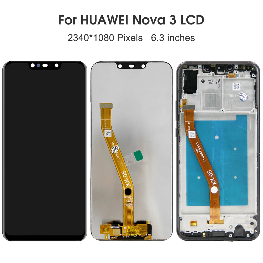 Nova 3 Display Screen with Frame, for Huawei nova 3i INE-LX1 Lcd Display Touch Screen Digitizer Assembly Replacement