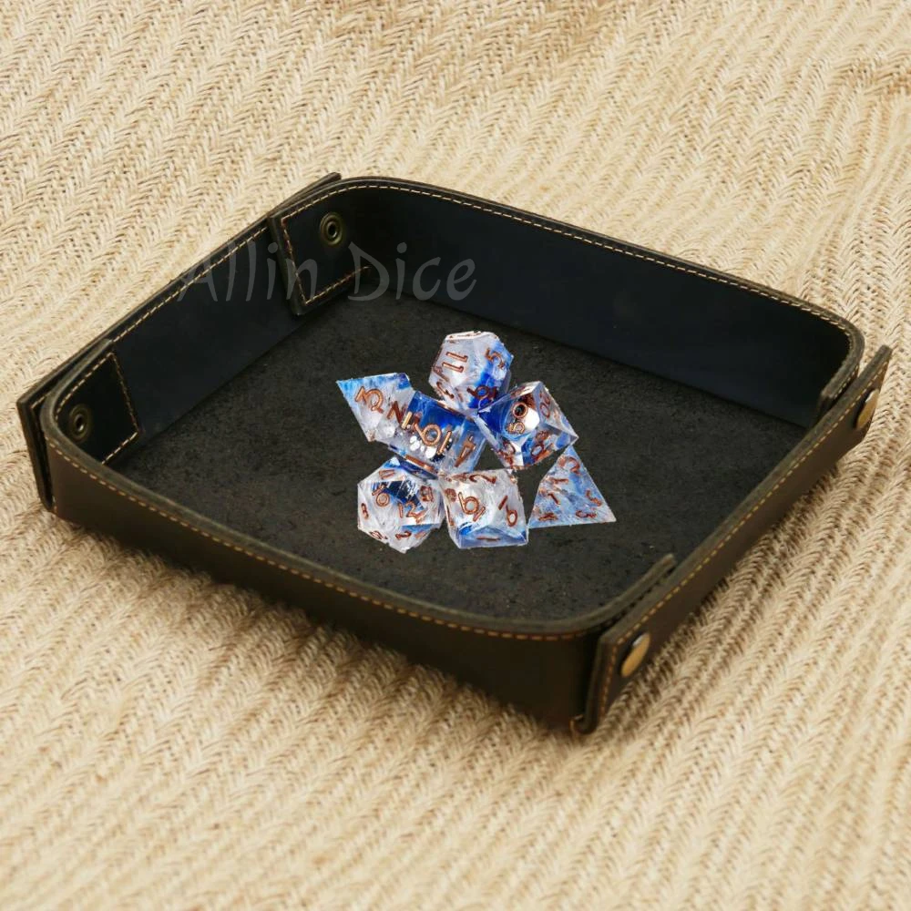 

Genuine Leather Dice Rolling Tray DND Dice Tray Holder DND Dice Tray Dice Storage Box 22X20X4.5CM for RPG Table Top Gaming
