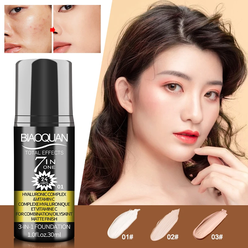 30 มล./20 ม./10 มล. รองพื้นเนื้อบีบีครีมธรรมชาติ ช่วยให้ผิวขาวกระจ่างใส พร้อมกันแดด ติดทนนาน กันน้ำ ปกปิดริ้วรอย ปรับผิวให้สว่างใส
