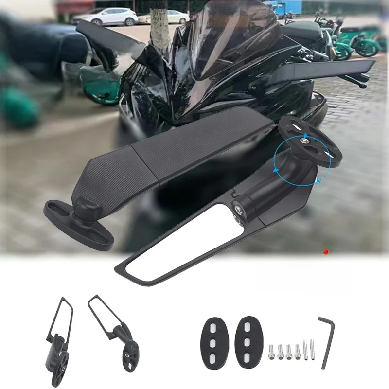 Dla Yamaha R15V3 R25 R3 R1 R1S R125 YZF Lusterka boczne Zmodyfikowane skrzydło wiatrowe Obrotowe lusterko wsteczne Espelhos Moto Espejo Retrovisor — 2