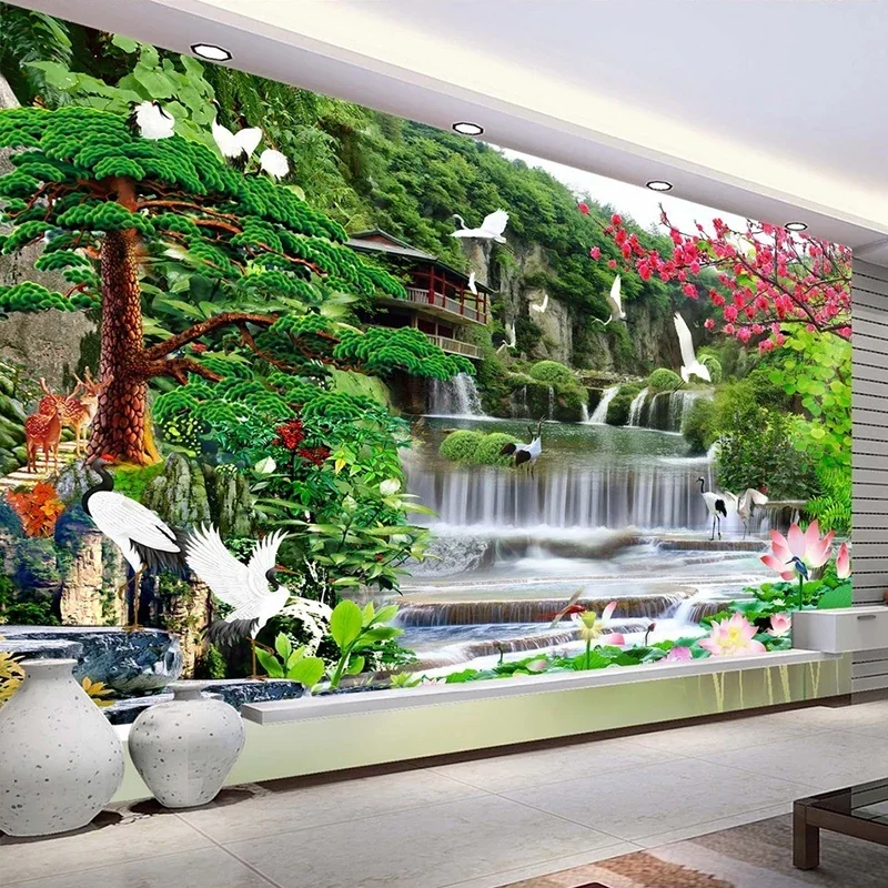 Benutzer definierte 3d Wandbilder Tapete Wasserfall Bergwasser Natur Landschaft Foto Hintergrund