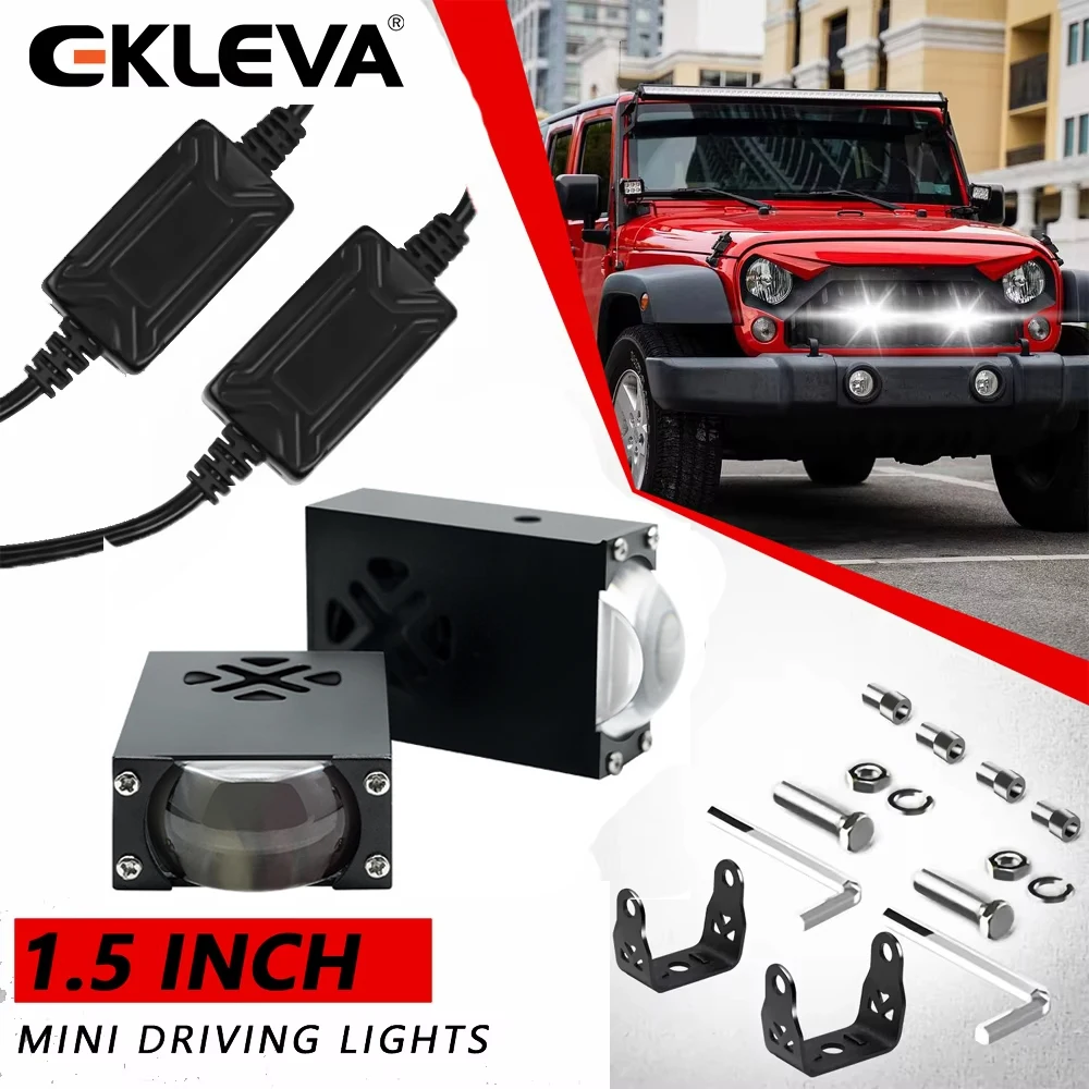 

EKLEVA Additional Car Driving High/Low Len Fog Lamps Long Range Auxiliary Car Fog Light Super Brighter for ATV Car12V 24V