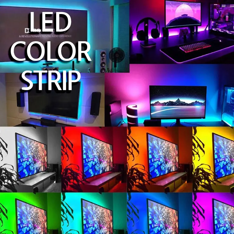 RGB LED Bar Indirect Line Lighting TV Monitor Background Strip Mood Light 5V 5050 RGB12led/m USB Bluetooth APP Controller24Butt