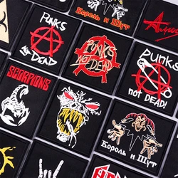 Punk Patch Skull Embroidered Patches For Clothing Nuclear Embroidery Patch Iron On Patches On Clothes Badges Hook Loop Stickers