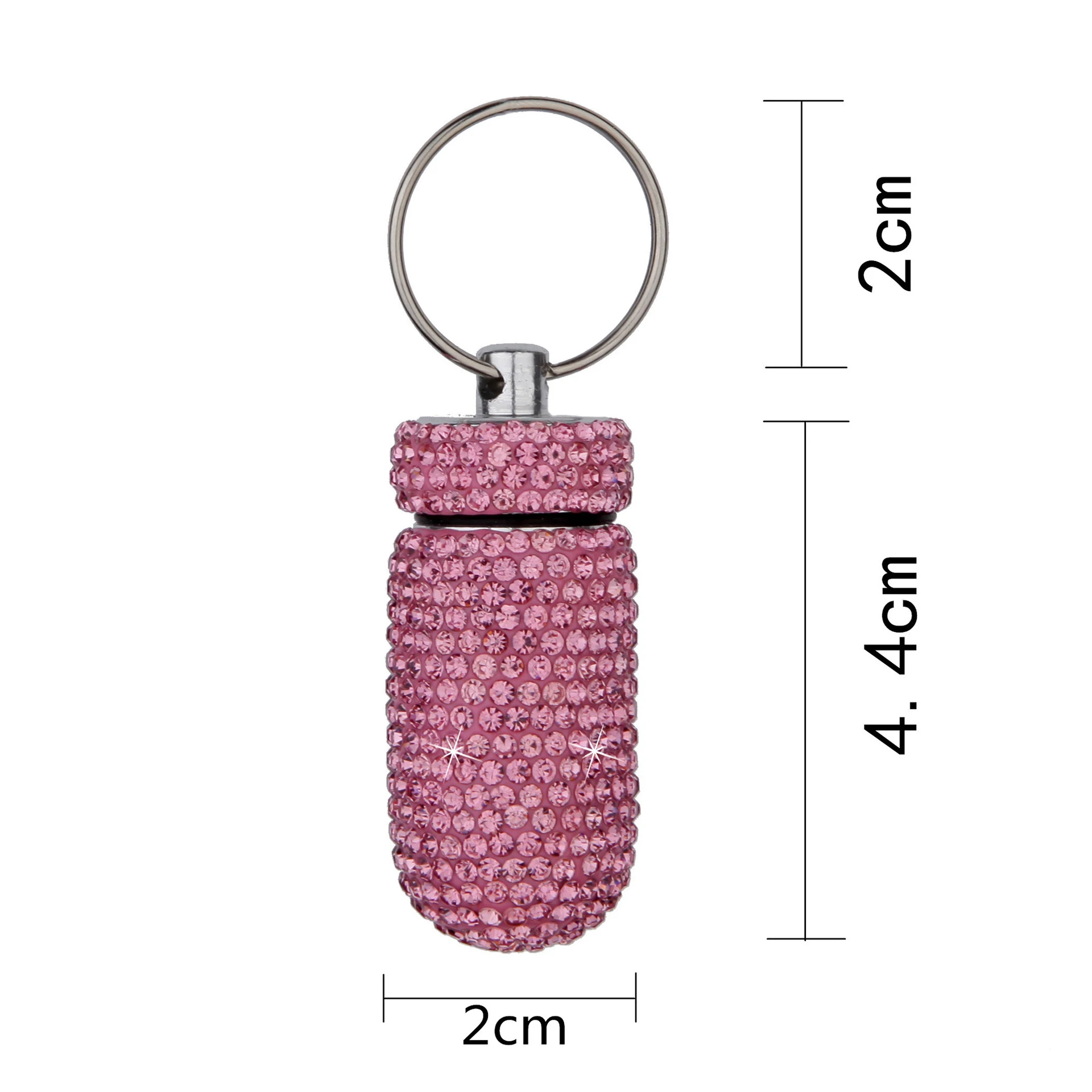 Mini Bling Diamond Pill Case Medicine Storage Box Organizer Bottle con portachiavi portapillole portatile in metallo con strass per i viaggi