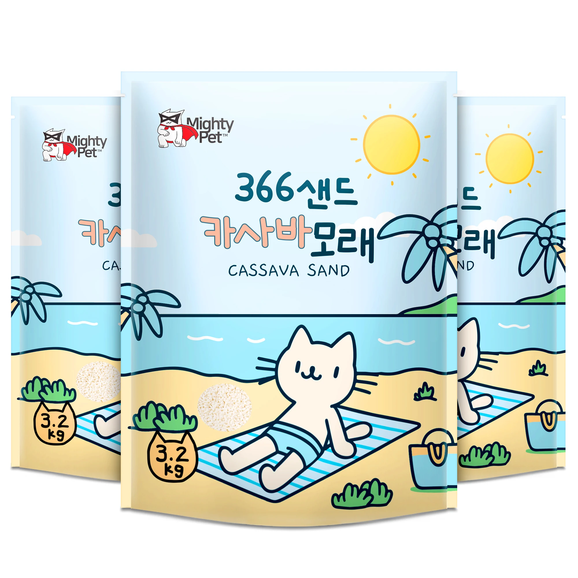 [대용량 최저가] 마이티펫 탈취력 강한 친환경 카사바 모래 366샌드 3.2kg - 5