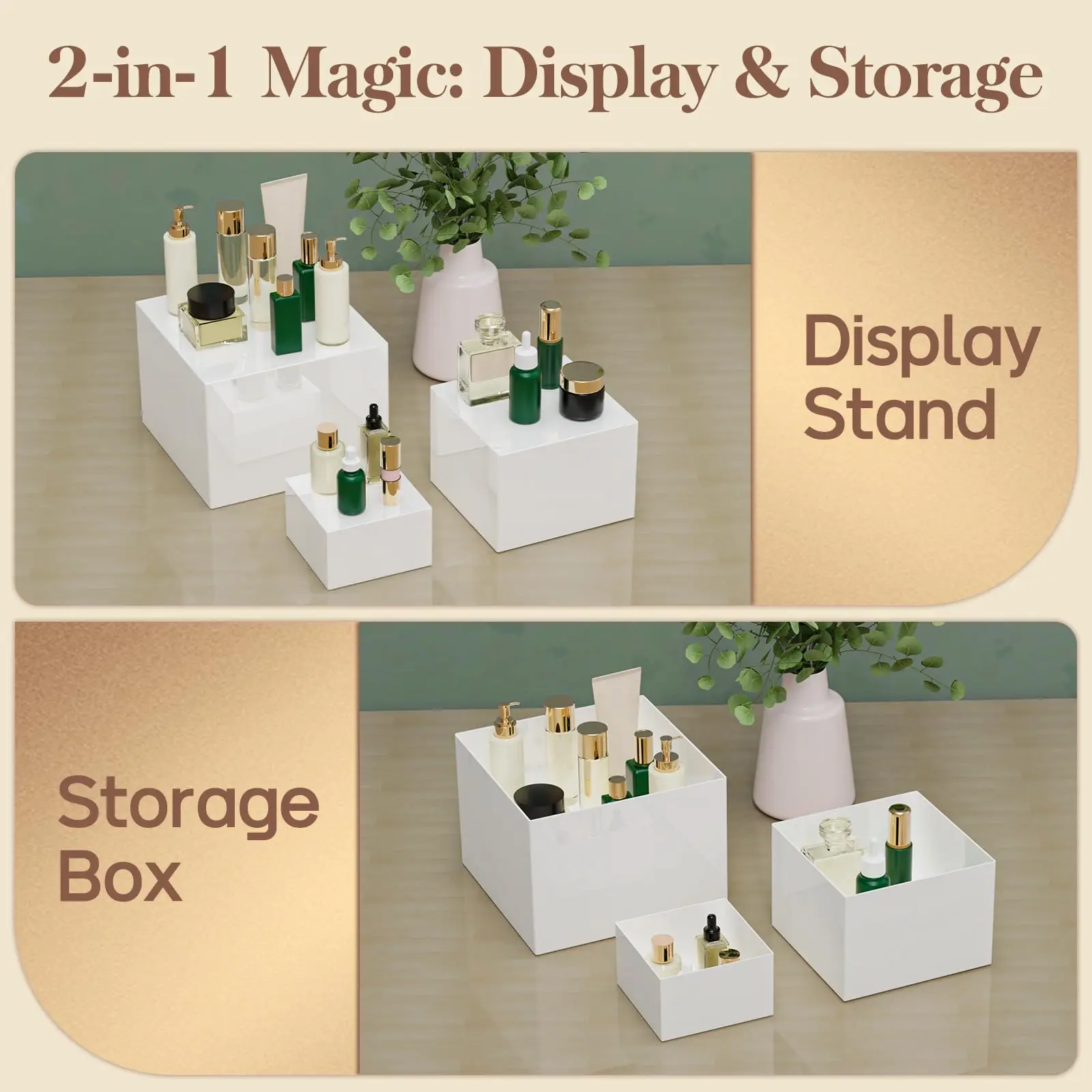 6 PCS White Acrylic Buffet Risers Set Large Food Display Stands for Party Catering Jewelry & Collectibles 10''-5'' Nesting Boxes