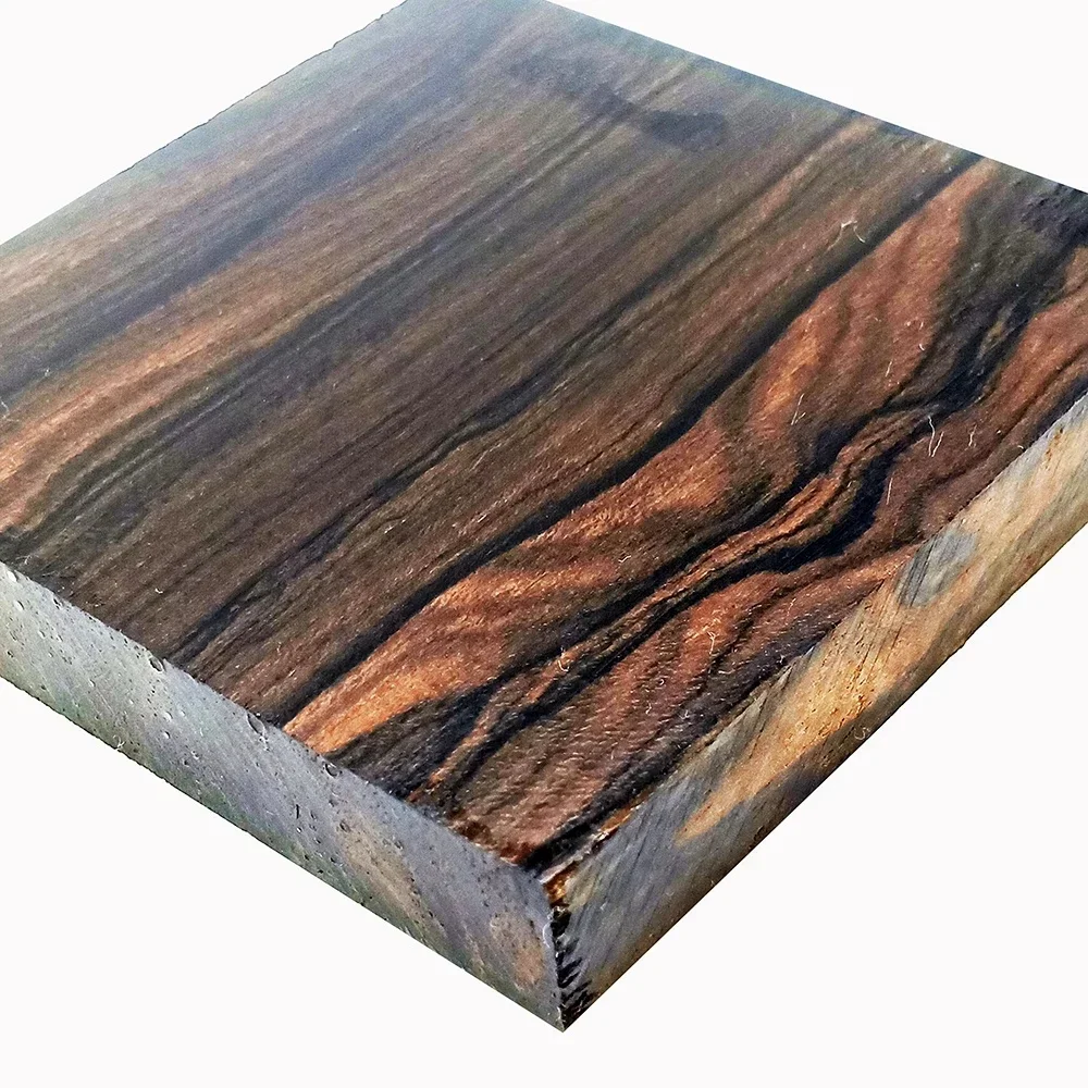 Ziricote Ciricote en bois de kaki noir (Cordia Dodecandra), motif de paysage en ébène du mexique, couteau à lame fixe, artisanat en bois pour bricolage