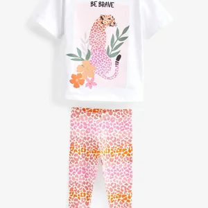 Kinder Frisur Cotton T -Shirt, Leggings und Hosen, lässige Kleidung, Babykleidung, Kinderkleidung, 100%, Sommer, 2022 8 Hauptverkäufe Malwee Legginghose - №6