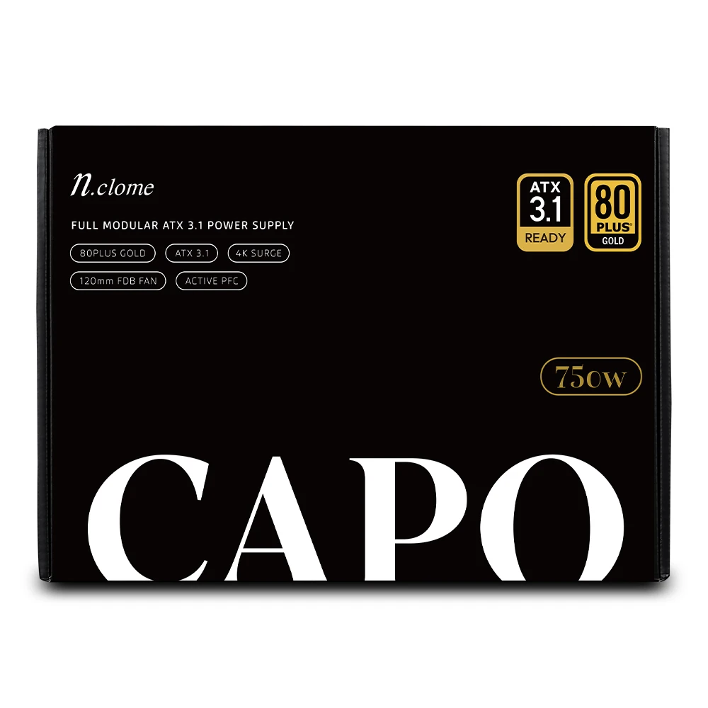 엔클롬 CAPO 750W 80PLUS GOLD 풀모듈러 ATX 3.1 블랙 컴퓨터파워 파워서플라이 썸네일 4