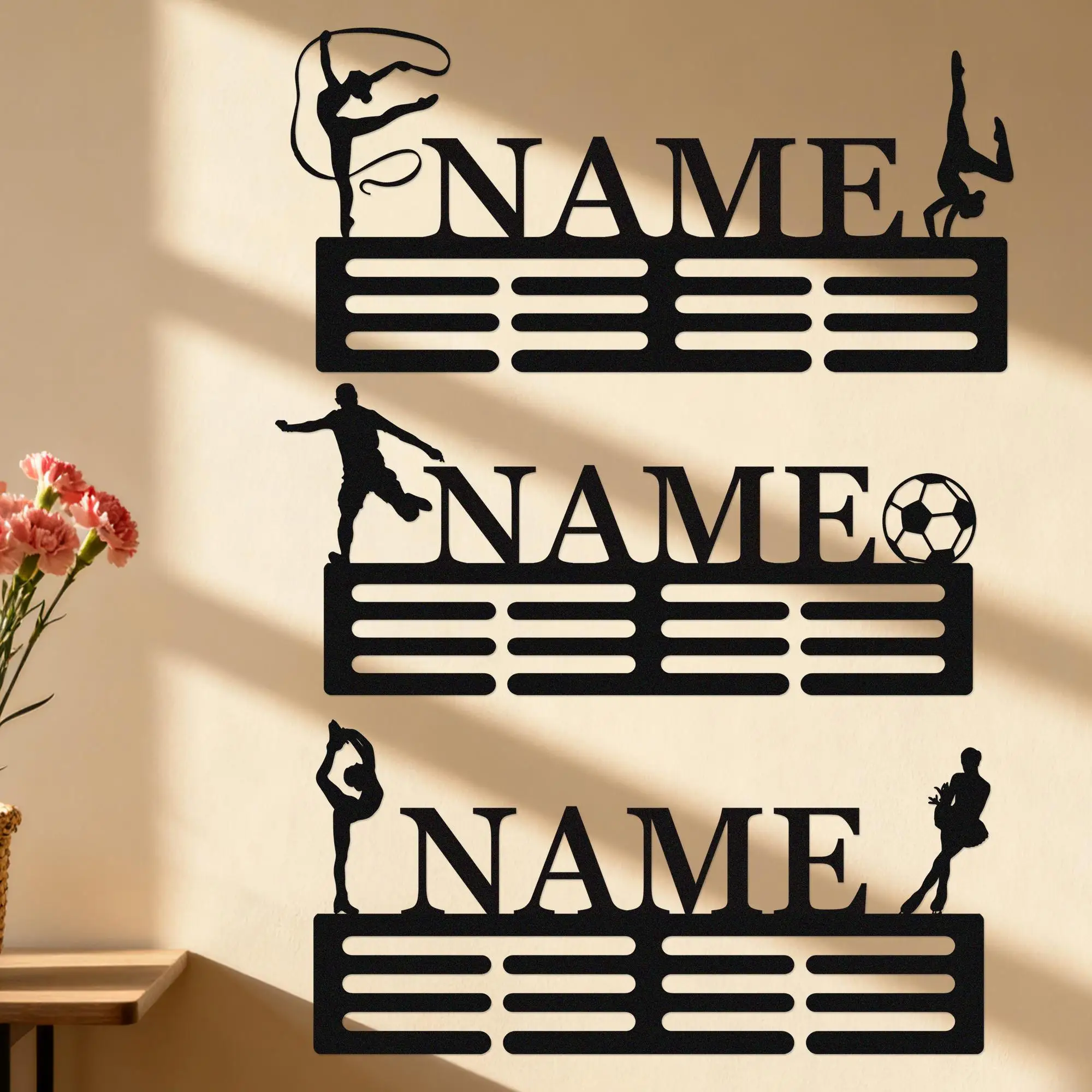 

Custom Medal Hanger: Personalized Metal Sport Award Holder, Medals & Ribbon Display