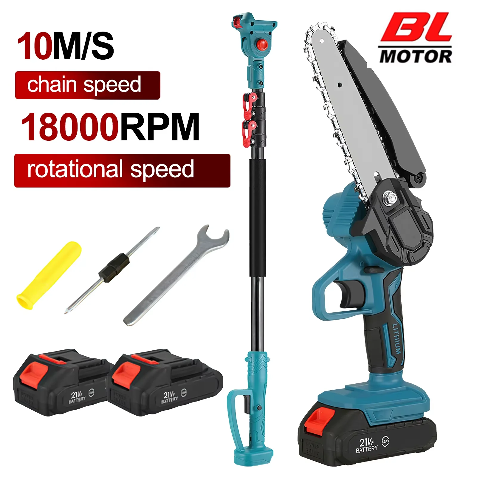 2-in-1 Akku-Astschere & Mini-Kettensäge bis zu 16" mit 2 Akkus und Ladegerät