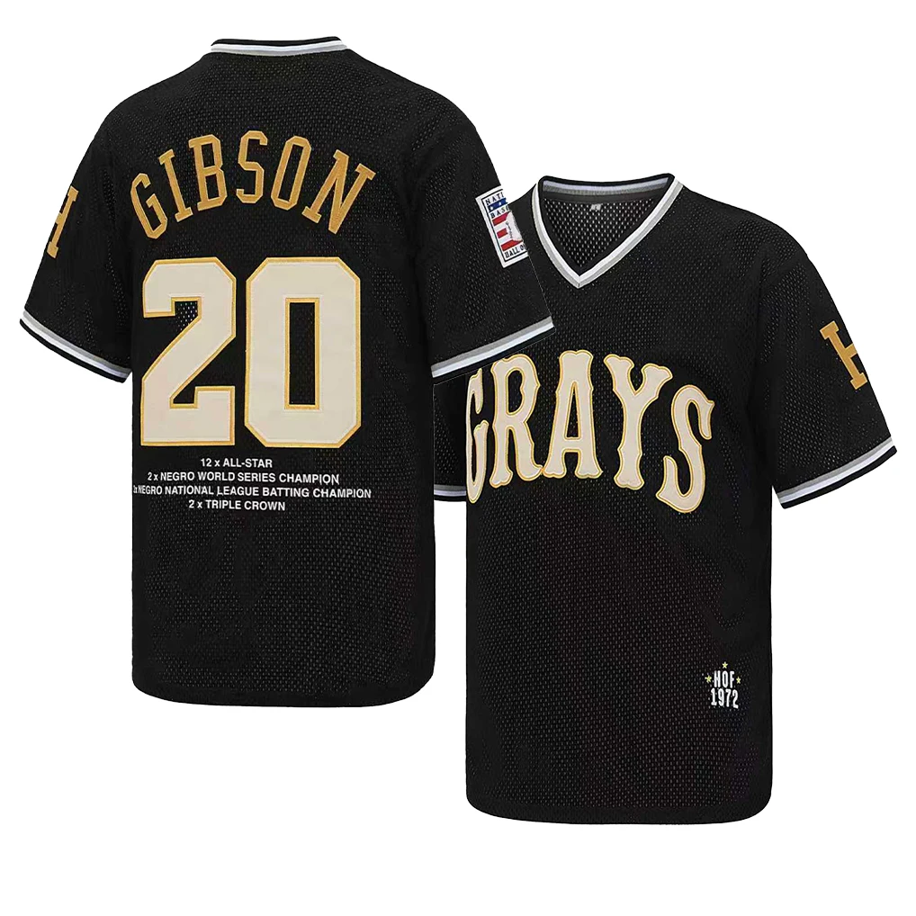 JoshGibson #20 Homestead Grays Negro Leagues Baseball Jersey,Number Stitched Mesh Baseball clothing,Unisex Retro HOF 1972 Fan Apparel