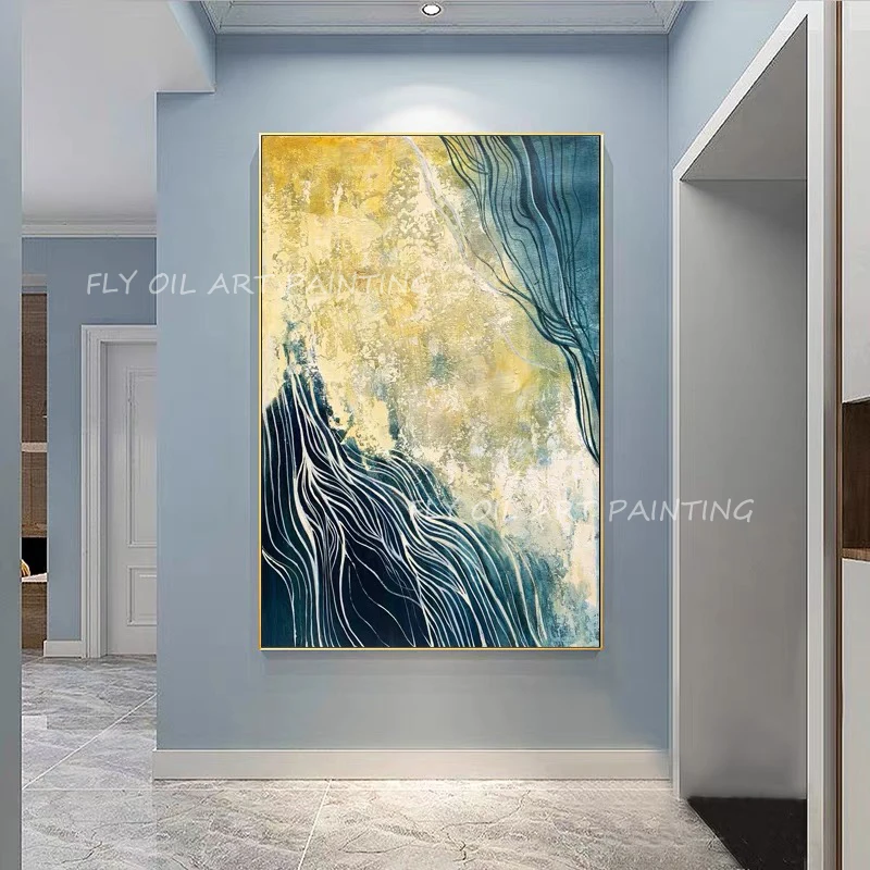 

Gold foil handmade new design manual canvas oil painting abstract modern canvas wall art sitting room adornment as a gift