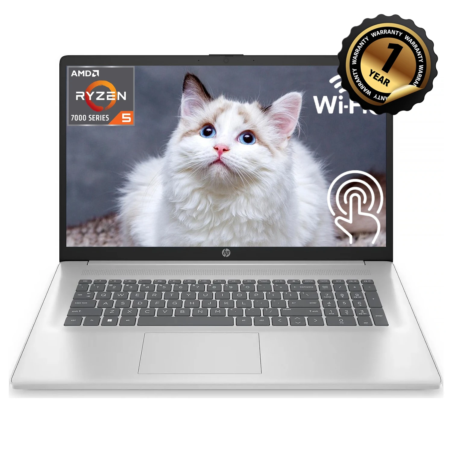 Ordinateur portable professionnel HP 17, écran tactile HD 17,3", AMD Ryzen 5 7430U, 64 Go ‎ RAM DDR4, SSD 4 To, graphiques AMD Radeon, Wi-Fi 6, Windows 11 Home