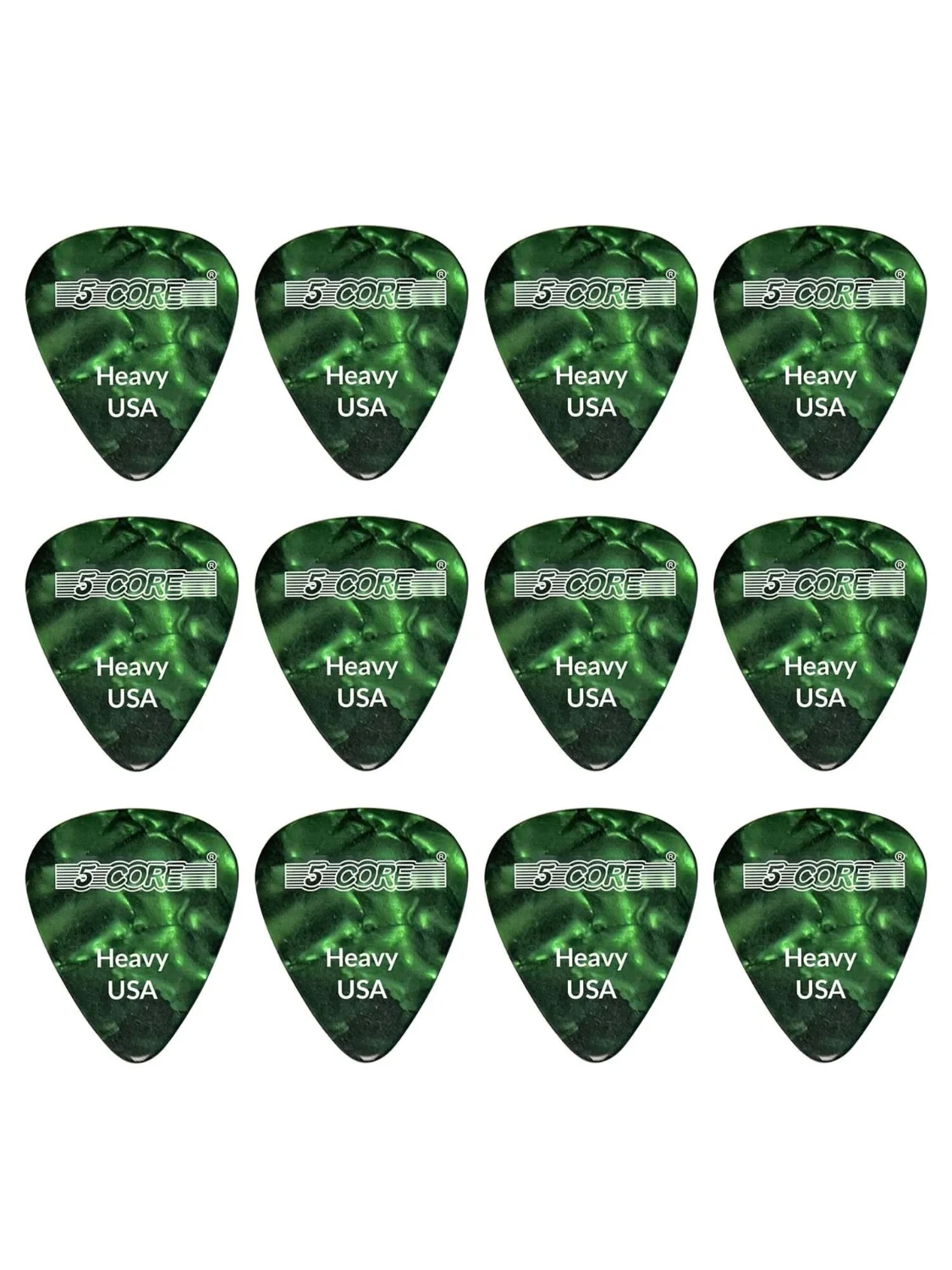 

5Core Guitar Picks 0.96mm Celluloid Heavy Gauge Pick - Acoustic Electric Bass Guitars GREEN- G PICK H GR 12PK