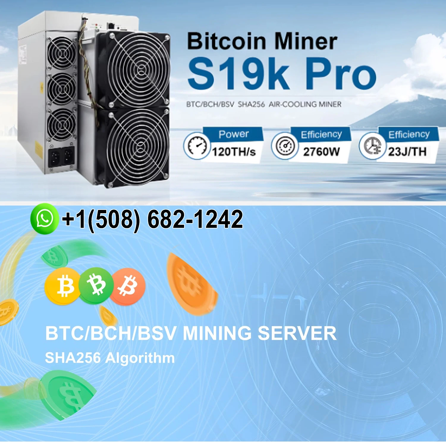 

Купи 2, получи 1 бесплатно. Мощная машина для майнинга Bitcoin с воздушным охлаждением Antminer S19k Pro Asic Miner для алгоритма SHA-256 по реальной цене 120 долларов.