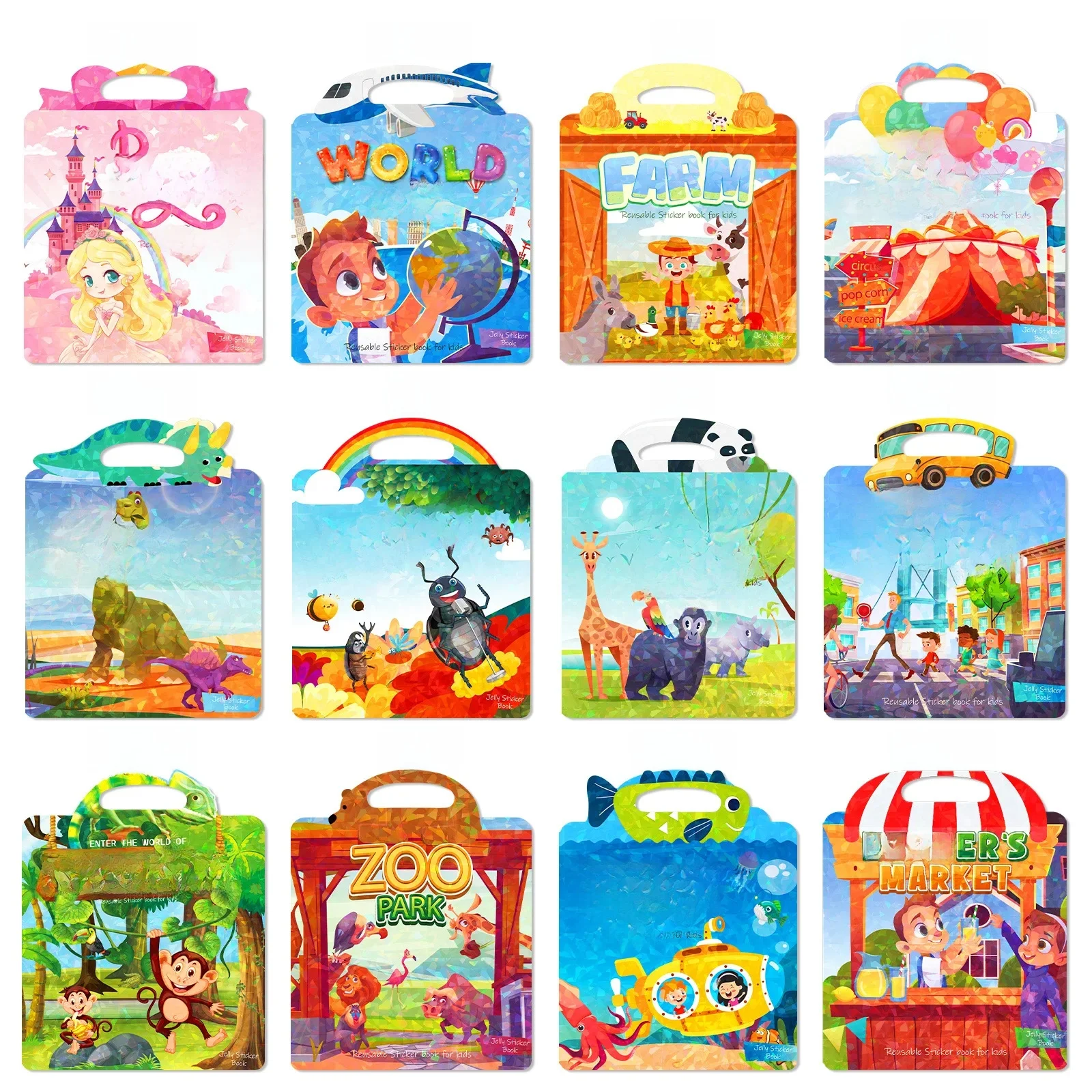 Gorące nowe naklejki scen dla dzieci DIY ręczne puzzle naklejki książki wielokrotnego użytku Cartoon Animal nauka poznanie zabawki dla dzieci prezent — zdjęcie 2