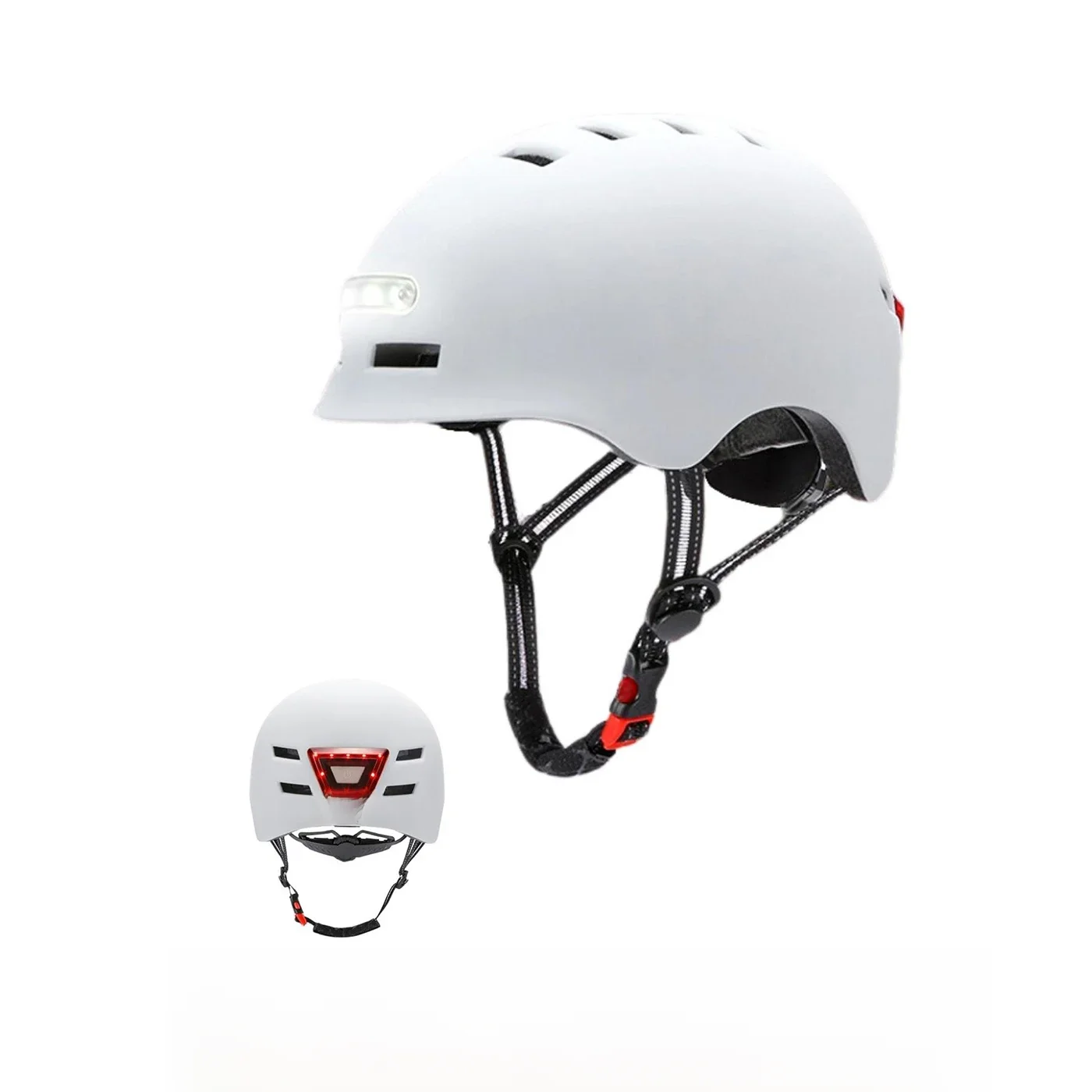 Capacete de ciclismo com luz de advertência vermelha + luz frontal branca. Capacete mtb, bicicleta,