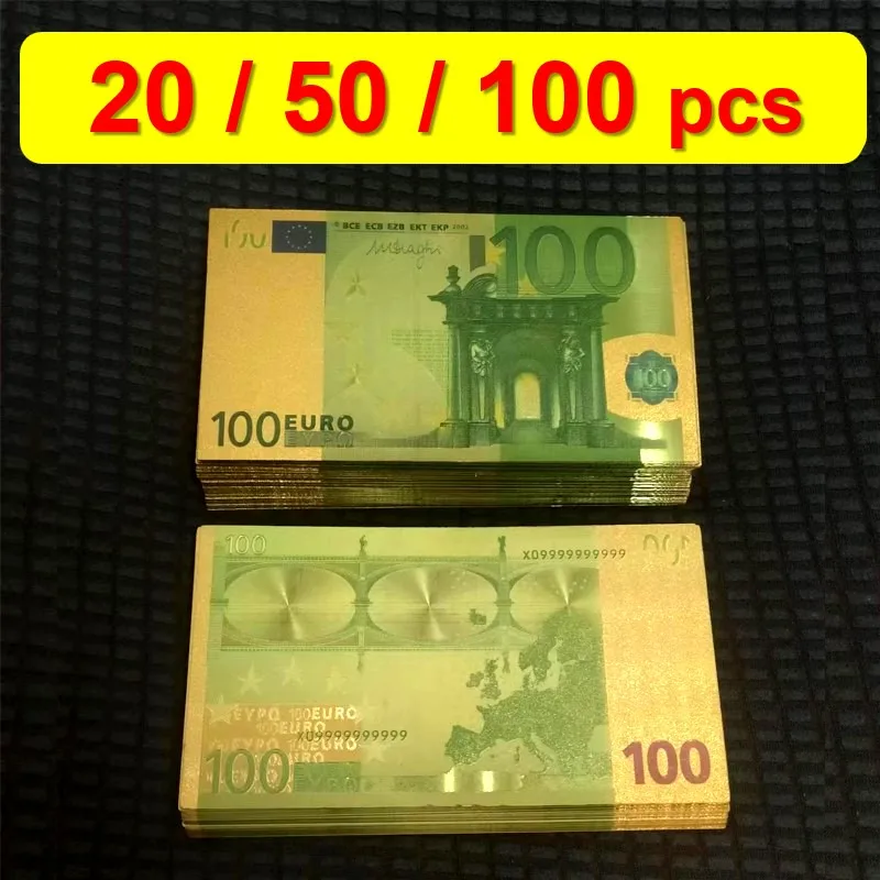 

20~100pcs Fake Money 100 Euro Plastic Fake Euro Bill European Banknote Plastic Gold Banknotes for Business Gifts Collection