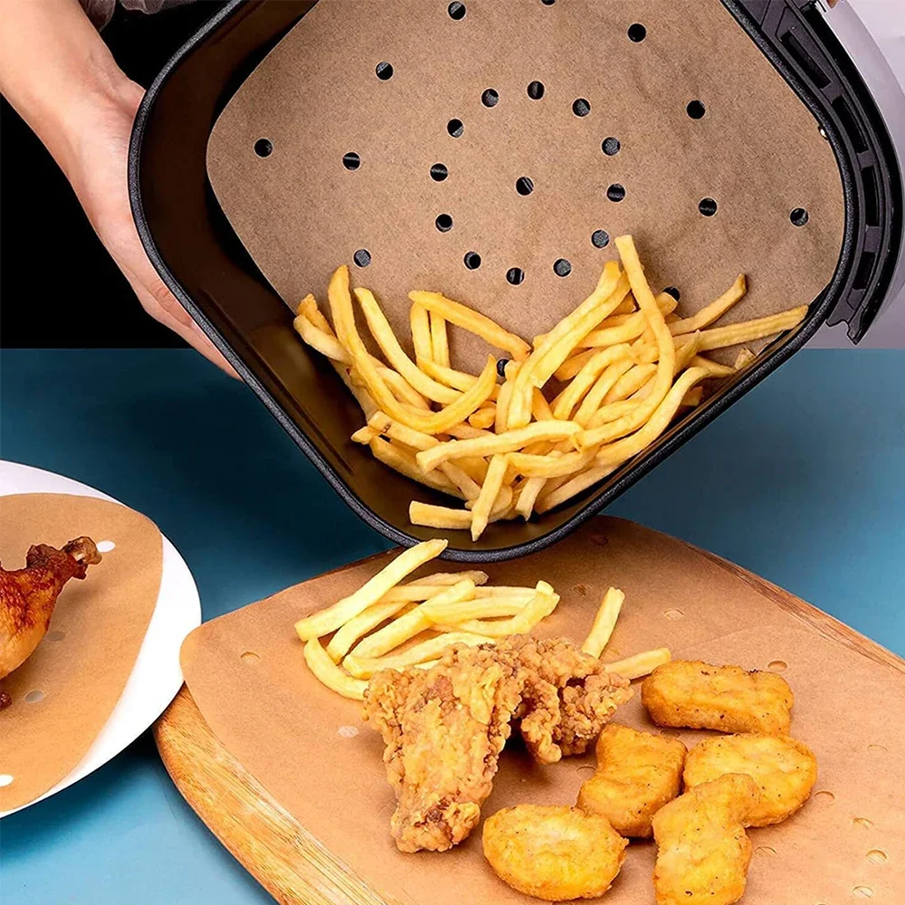 Air Fryer pergaminho papel forros, Praça descartável antiaderente forno óleo-absorvendo acessórios