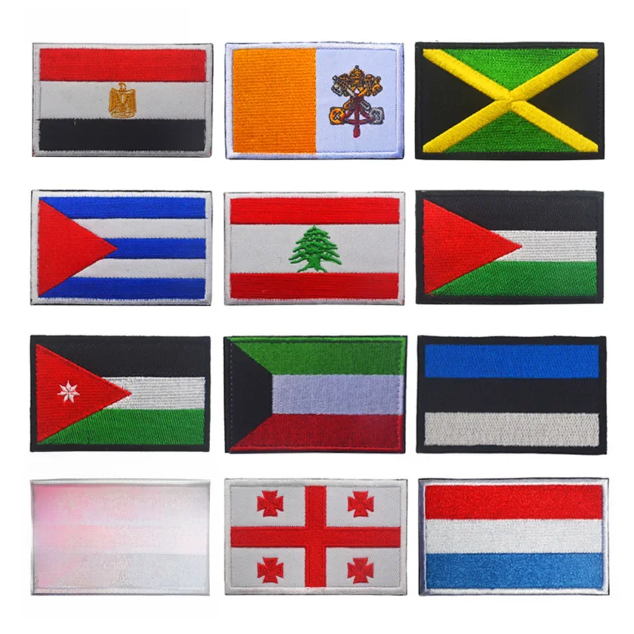 1 PC Luksemburg Estonia Liban Jordan Jamajka Kraj Tkanina Flaga Naszywka na ubrania Opaska na ramię Plecak Naklejka DIY Akcesoria — zdjęcie 2